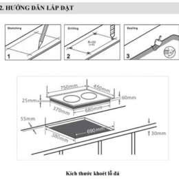 kích thước cắt đá bếp ga âm