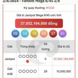 vietlott mega 6/45 kết quả 100 kỳ gần đây